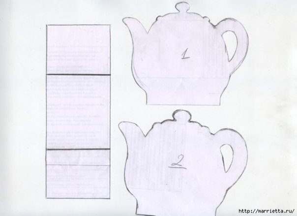 Вазочка чайник из картона для чайных пакетиков