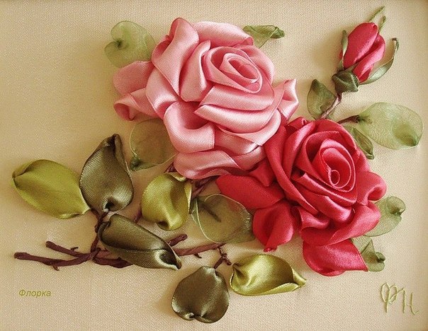 Красивые розы из лент