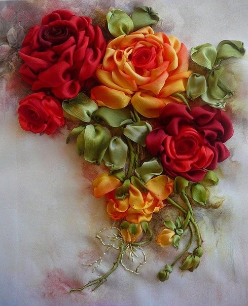 Красивые розы из лент