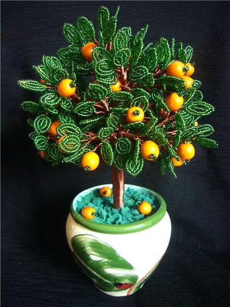 Апельсиновое дерево из бисера. МК