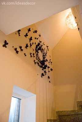 Композиция из бумажных бабочек украсит любую стену