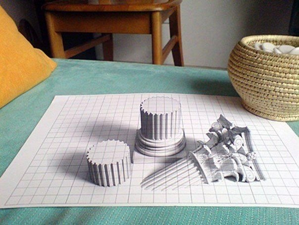3D рисунок на бумаге