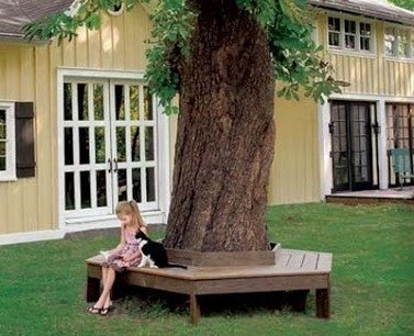 Как построить скамейку под деревом