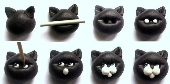 Мордочка котика из полимерной глины