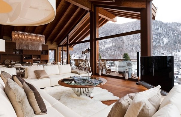 Дом в швейцарском Церматте с потрясающей мебелью.