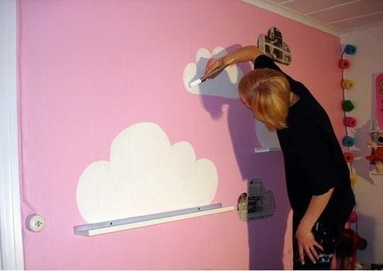 Идея для создания красивой полки- облака в детской комнате.