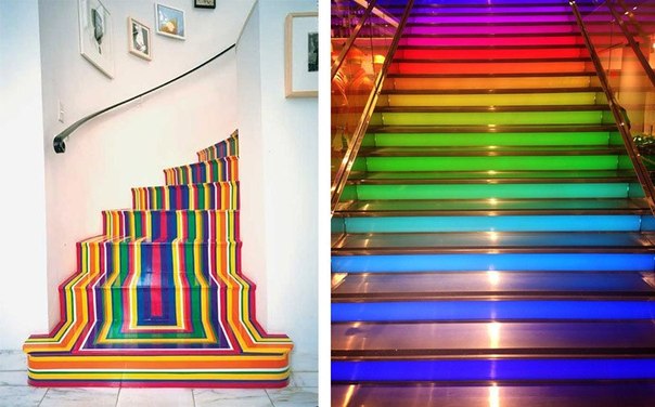 Разноцветные лестницы в интерьере