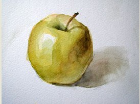 Рисуем яблоко акварелью