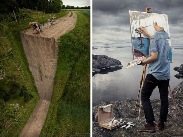 Фотохудожник Эрик Йоханссон при помощи фотошопа превращает свои снимки в замысловатые иллюзии.