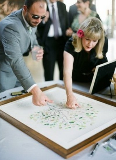 Идея на свадьбу - дерево из отпечатков пальцев гостей