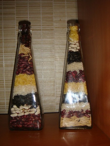 Декоративная бутылка с семенами